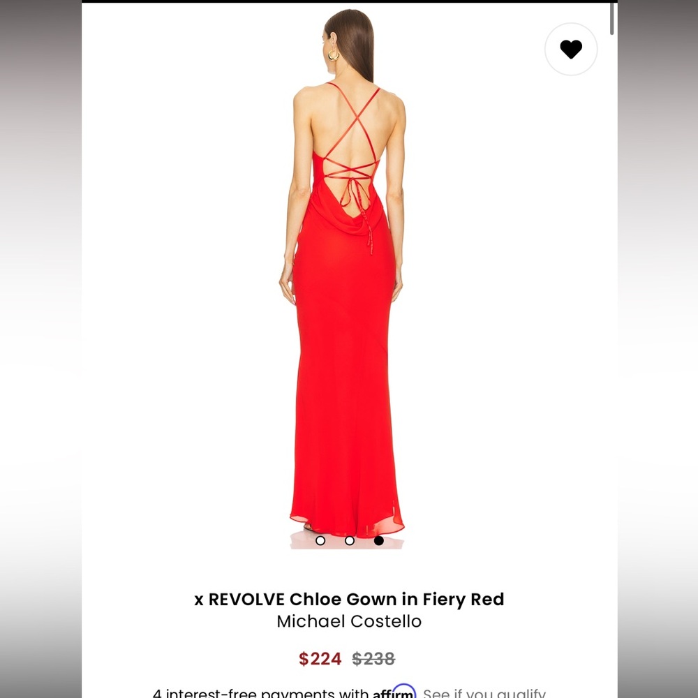 Michael Costello Red Backless Halter Gown